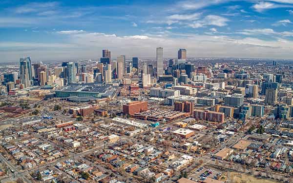 downtown Denver aerial photo