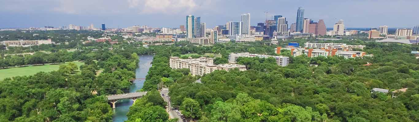 Aerial shot of Austin, TX