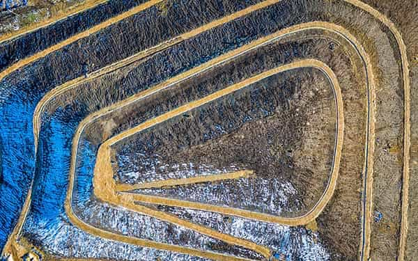 aerial view of a landfill