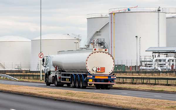 Gasoline tanker truck