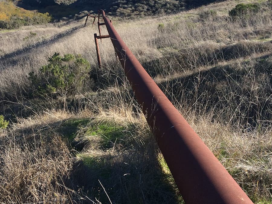 Pipeline along beach in California