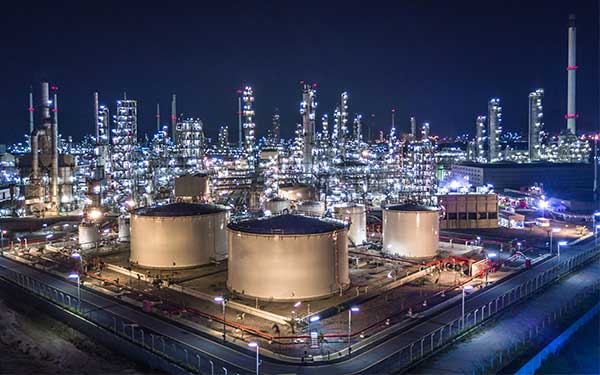 Refinery at night