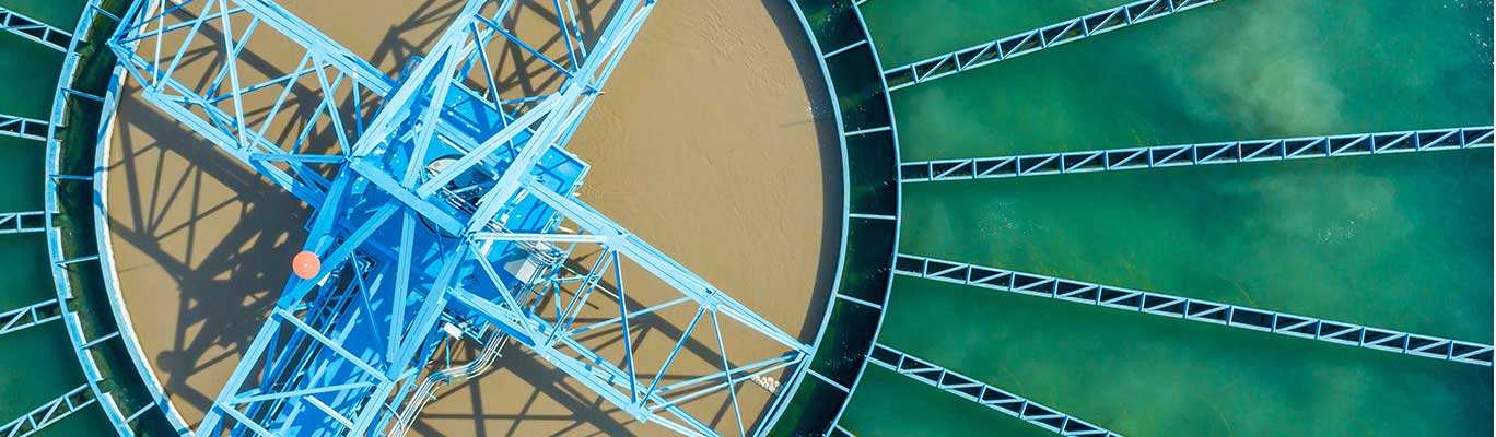 Water treatment plant aerial shot