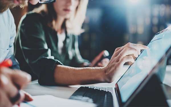 Woman using laptop