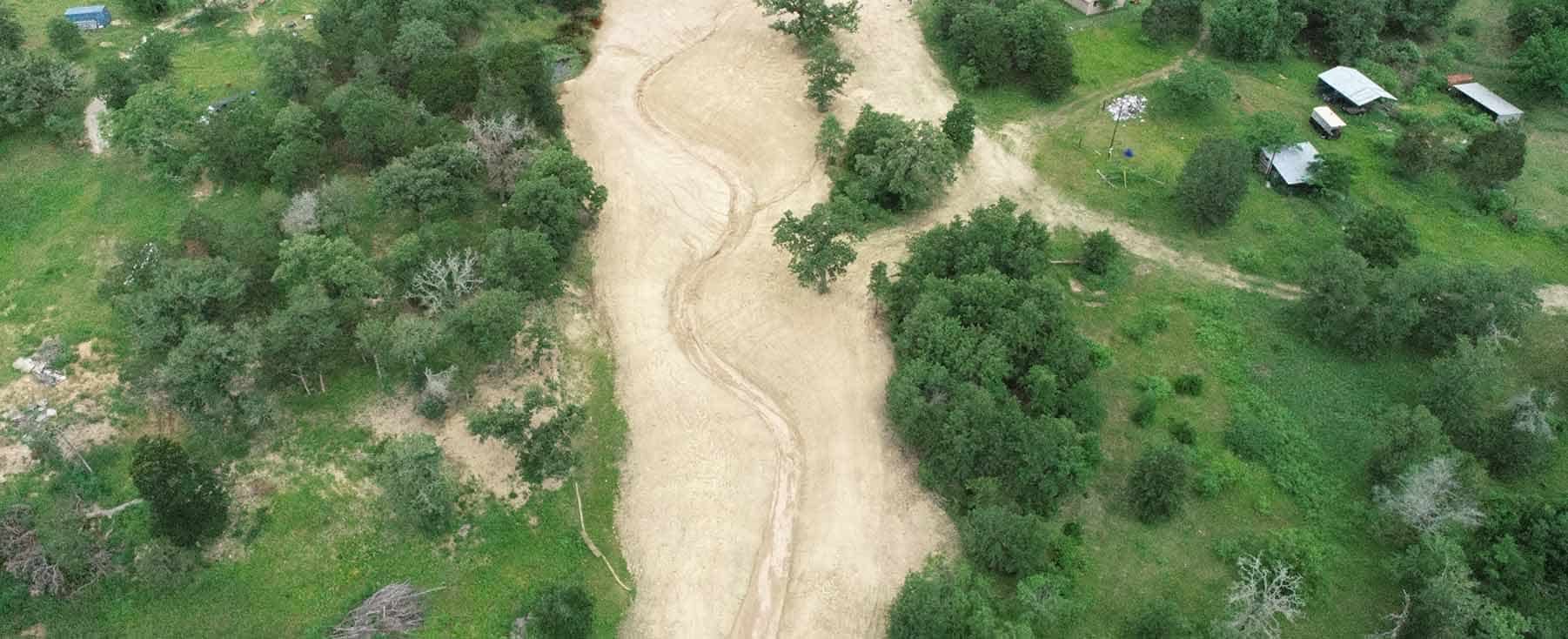 Aerial shot of AML project site showing channel design