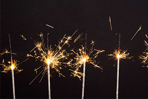 Sparklers against a dark background