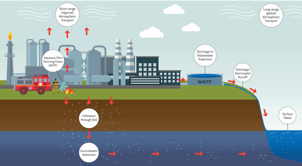 How PFAS Travels Through Sites Graphic